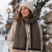 Winter Scarf Black &amp; Sand Geometric
