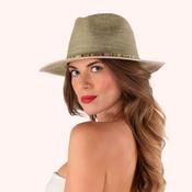 Natalie Hat Lawn Green with Multi Stripe Band image
