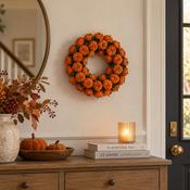 Velvet Pumpkin Wreath 36cm image