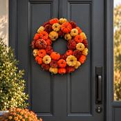 Velvet Pumpkin Wreath 45cm