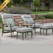 Wisley Reclining Sofa Chairs With Footstools &amp; Coffee Table - Sage image