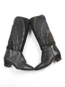 Black Leather Vintage Boots With Sheepskin 36/3 image