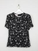 Black &amp; White Beaded Vintage Top S image