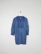 Blue Long Vintage Grandad Collarless Shirt S/M image