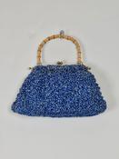 Blue Vintage Straw Handbag 1950s image