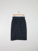 Green Tartan Wool Vintage Pencil Skirt 31" W image