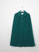 Women's Vintage Kelly Green Wool Cape S/M