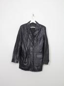 Women's Vintage Black Leather Jacket M image