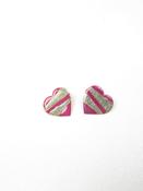 Vintage Pink &amp; Glittery Heart Earrings image