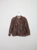 Women's Vintage Tan Leather Bomber Jacket S/M image