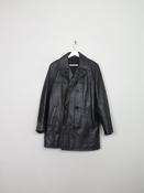 Men's Vintage Black Leather Jacket S/38 image