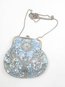 Vintage Style Blue Bag With Silver Beaded Sequin