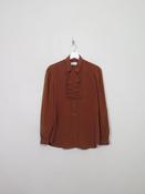 Vintage Rust Brown Blouse With Ruffle  Detail  S/M image