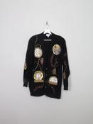 Women's Vintage Black 1980s Embellished Wool Cardigan S-L