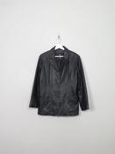 Women's Vintage Black Leather Jacket M image