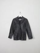 Women's Vintage Black Leather Jacket S image