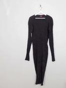Vintage Leiko Creased Pleated Midi Black Dress One Size image