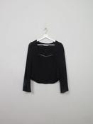 Women's Vintage Black Structured  Blouse With Diamante image