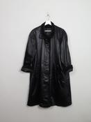 Women's Vintage Satin Black Swing Coat L