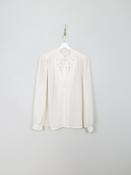 Vintage Cream Embroidered Blouse S/M image