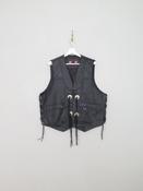 Men's Vintage Black Leather Western Waistcoat L