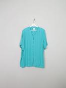 Women's Vintage Aqua Long Oversized Tunic Blouse L/XL