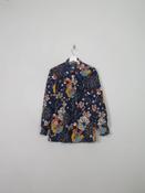 Vintage 70s Printed Blouse With Collar S/M