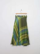 Vintage Green Laura Ashely Wrap Over Linen Check Skirt New S image