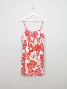 Vintage 90s Colourful Orange &amp; Red Summer Dress S image