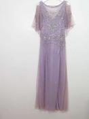Vintage Style Mauve Beaded Full Length Formal Evening Dress 8 New image