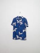 Vintage Style Blue Herron Printed Shirt S New image