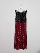 Vintage 80s Combined Black &amp; Wine Floral Dress S image