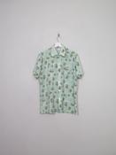 Men's Vintage Green Printed Short Sleeve Shirt M image