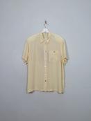 Women's Vintage Silk Buttermilk Yellow Blouse With Leopard On the Back L