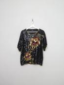 Women's Vintage Black Sequin Top S/M