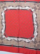 Women's Red Silk Patterned Scarf