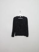 Women's Vintage Black Jacquard Long Sleeved Blouse S