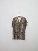 Women's Vintage Leopard  Print Top With Pockets M/L