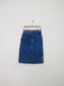 Vintage Blue Denim Knee Length Skirt 27" W XS/S image