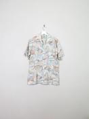 Mens Vintage 70s Printed Short Sleeved Shirt M