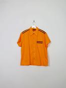 Mens Vintage Orange Bowling Short Sleeved Shirt L