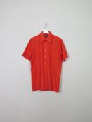 Mens Vintage Red 70s Short Sleeved Shirt L