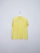 Women's Vintage Silk Yellow Blouse With Collar M/L