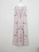 Vintage Style Embellished Grey &amp; Pink Dress 10 New