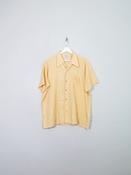 Men's Vintage Yellow Textured Check Short Sleeved Shirt XL