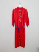 Women's Vintage Red Satin Kimono S/M
