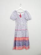 Vintage Blue &amp; Red Floral Prairie Style Dress S image