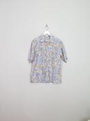 Men's Blue Floral Hawaiian Shirt S/M
