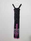 Vintage Black &amp; Printed Rita Russo Silk Jersey Maxi Dress S/M image