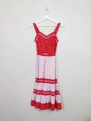 Vintage Red &amp; White 70s Sun Dress XS 6/8 image